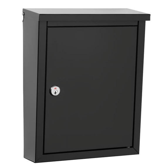 Architectural Mailboxes Chelsea™ Locking, Vertical Wall-Mounted Mailbox for Outside, Metal Galvanized Steel Small Mail box with Lock and Key Drop Box, Black