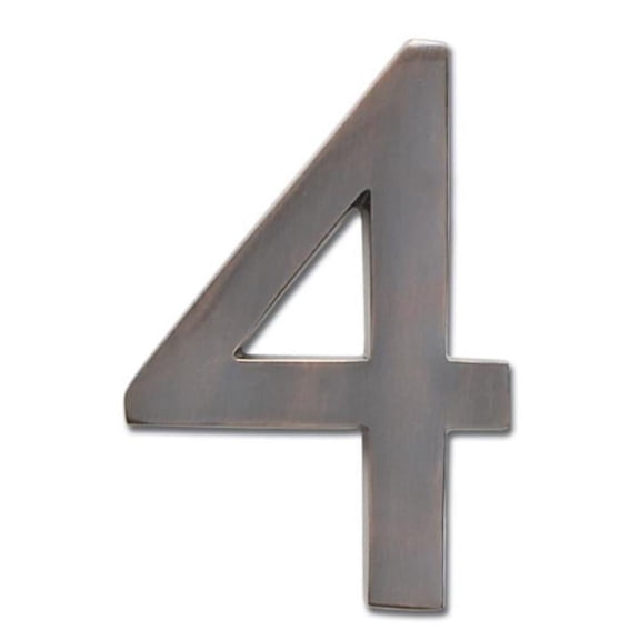 Architectural Mailboxes 3582DC Number 4 Solid Cast Brass 4 inch Floating House Number Dark Aged Copper ''4''