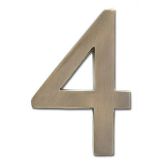 Architectural Mailboxes 3582AB Number 4 Solid Cast Brass 4 inch Floating House Number Antique Brass ''4''