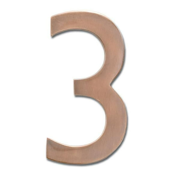 Architectural Mailboxes 3582AC Number 3 Solid Cast Brass 4 inch Floating House Number Antique Copper 3in.
