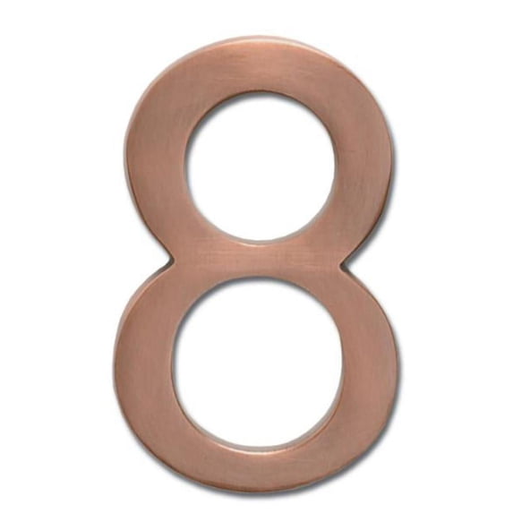 Architectural Mailboxes 3582AC Number 8 Solid Cast Brass 4 inch Floating House Number Antique Copper ''8''