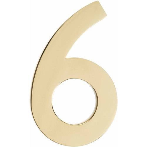 Architectural Mailboxes 3582PB-6 Floating House Number 6, Polished Brass - 4 in.