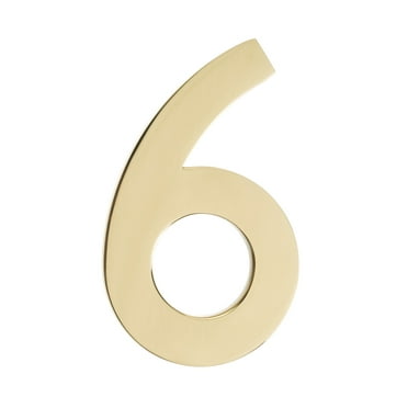Architectural Mailboxes 3582PB-6 Floating House Number 6&#44; Polished Brass - 4 in.