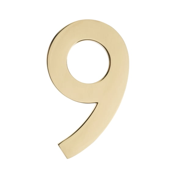 Architectural Mailboxes 3582PB-9 Floating House Number 9, Polished Brass - 4 in.