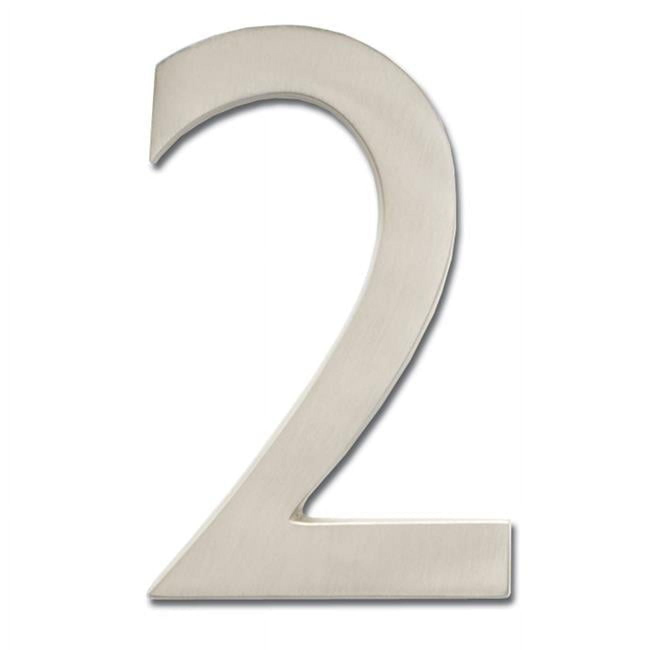 Architectural Mailboxes 3582SN Number 2 Solid Cast Brass 4 inch Floating House Number Satin Nickel in.2in.