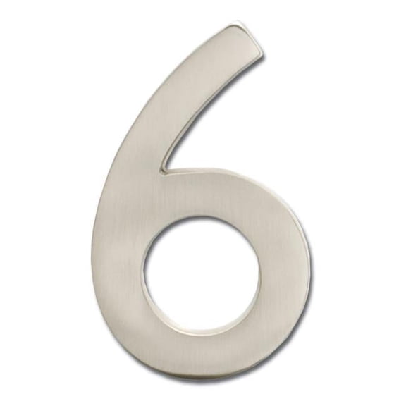 Architectural Mailboxes 3582SN Number 6 Solid Cast Brass 4 inch Floating House Number Satin Nickel