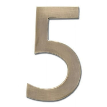 Architectural Mailboxes 3585AB-5 Solid Cast Brass 5 in. Antique Brass Floating House Number 5