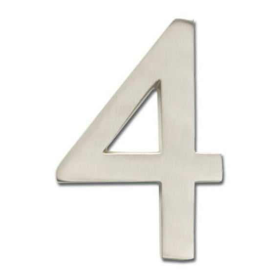 Architectural Mailboxes 3585SN-4 Solid Cast Brass 5 in. Satin Nickel Floating House Number 4