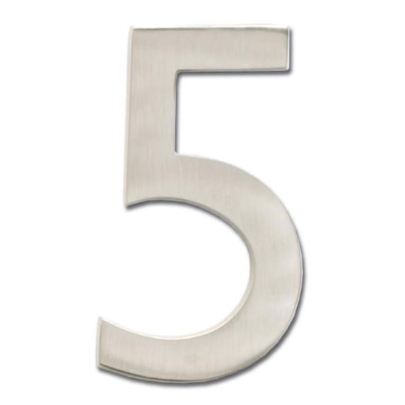 Architectural Mailboxes 3585SN-5 Solid Cast Brass 5 in. Satin Nickel Floating House Number 5