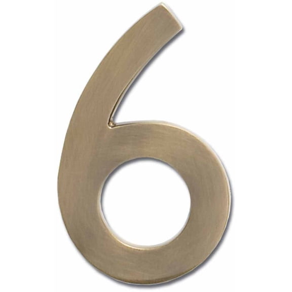 4 in. Antique Brass Floating House Number 6