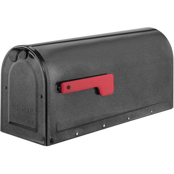 Architectural Mailboxes MB1™ Weather-Resistant Steel Metal Post Mounted Mail Box for outside, Pewter, Medium Curbside Mailbox with Magnetic Latch, USPS Approved for Residential Delivery