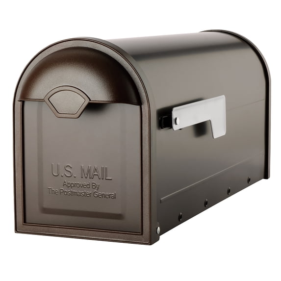 Architectural Mailboxes Winston™ Heavy duty Steel Metal Post Mounted Mail Box for outside, Rubbed Bronze, Medium USPS Approved Curbside Mailbox