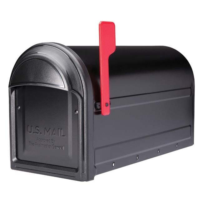 Black Powder Coated Steel Post Mounted Mailbox