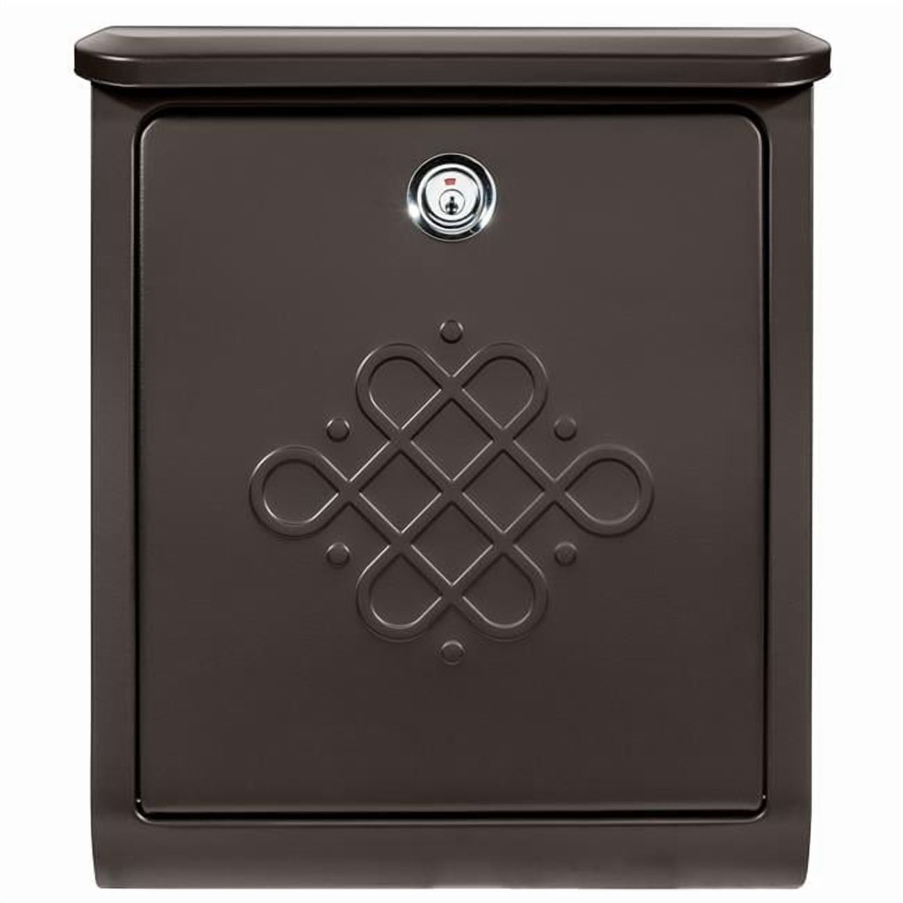 Architectural Mailboxes Bordeaux™ Locking, Wall-Mounted Mailbox for Outside, Decorative Metal Galvanized Steel Medium Mail box with Lock and Key Drop Box, Rubbed Bronze