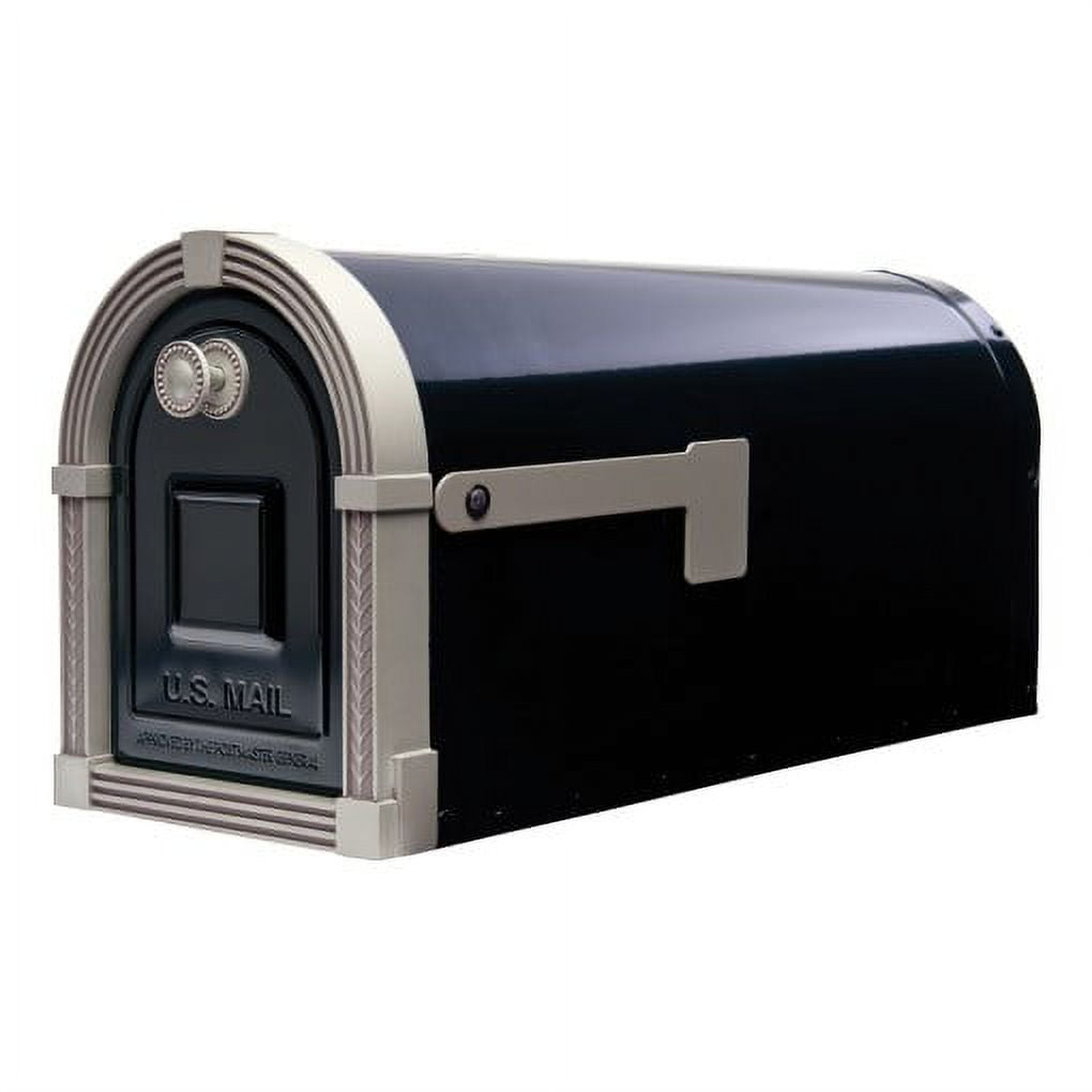 Brunswick Large Black and Brushed Nickel Steel Post-Mount Mailbox