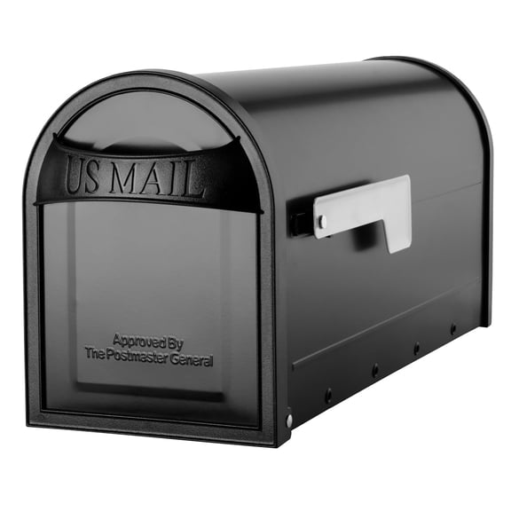 Architectural Mailboxes Carlisle Heavy duty Steel Metal Post Mounted Mail Box for outside, Black, Medium USPS Approved Curbside Mailbox