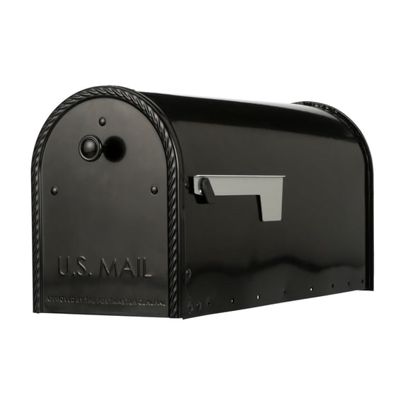 Architectural Mailboxes Edwards Galvanized Steel, Large, Post-Mount Mailbox in Black