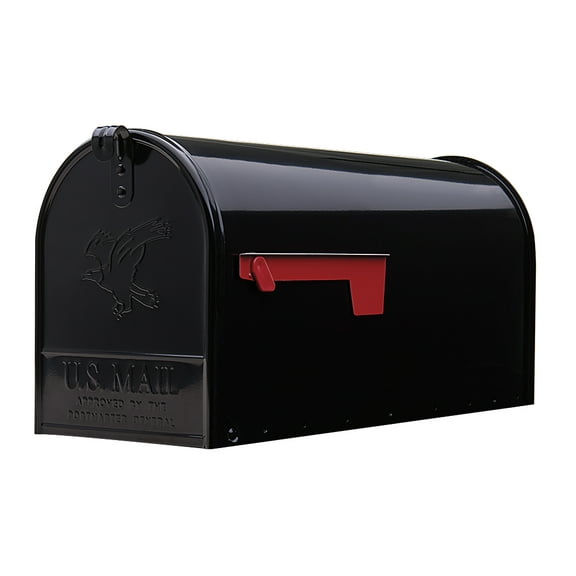 Architectural Mailboxes Elite Black Post Mount Mailbox, Large, Steel, Rust Resistant