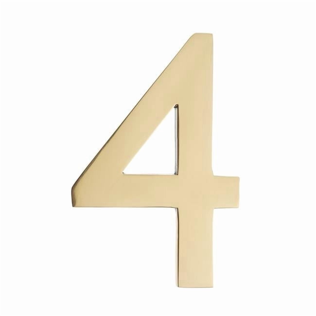 Architectural Mailboxes  Floating House Number 4 Polished Brass - 4 in.