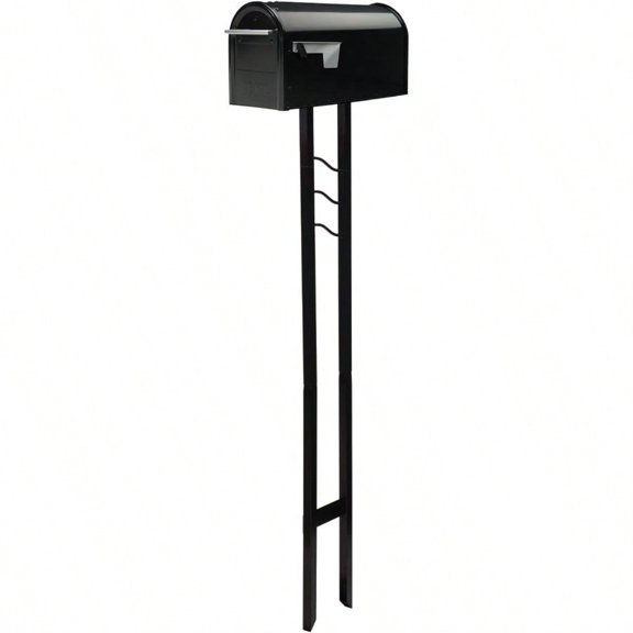 Architectural Mailboxes Franklin Weather-Resistant Steel Metal Mail Box for Outside with Post Black Medium Curbside Mailbox USPS Appd for Residential Delivery