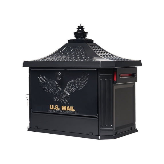 Architectural Mailboxes Hamilton Premium, Large, Locking, Aluminum, Post Mount Mailbox, Black, HM200B00