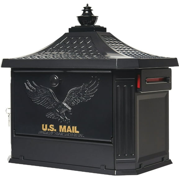 Architectural Mailboxes Hamilton Premium, Large, Locking, Aluminum, Post Mount Mailbox, Black, HM200B00