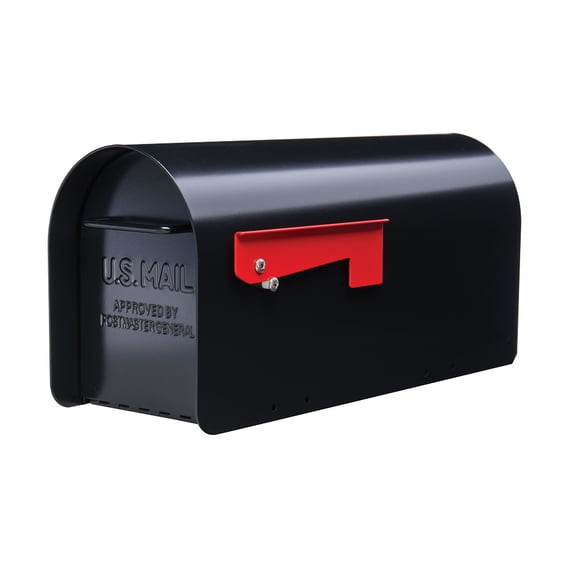 Architectural Mailboxes Ironside Galvanized Steel, Large, Post-Mount Mailbox in Black