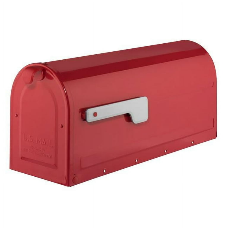 MB1 Post Mount Mailbox Red with Silver Flag MB1 Post Mount Mailbox Red with Silver Flag