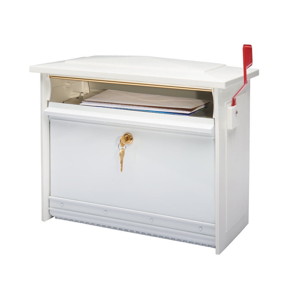 Medium White Aluminum Locking Wall Mount Mailbox