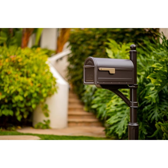 Architectural Mailboxes Mapleton ™ Heavy Duty Steel Metal Post Mounted Mail Box for Outside, Rubbed Bronze, Large Curbside Mailbox with Magnetic Latch