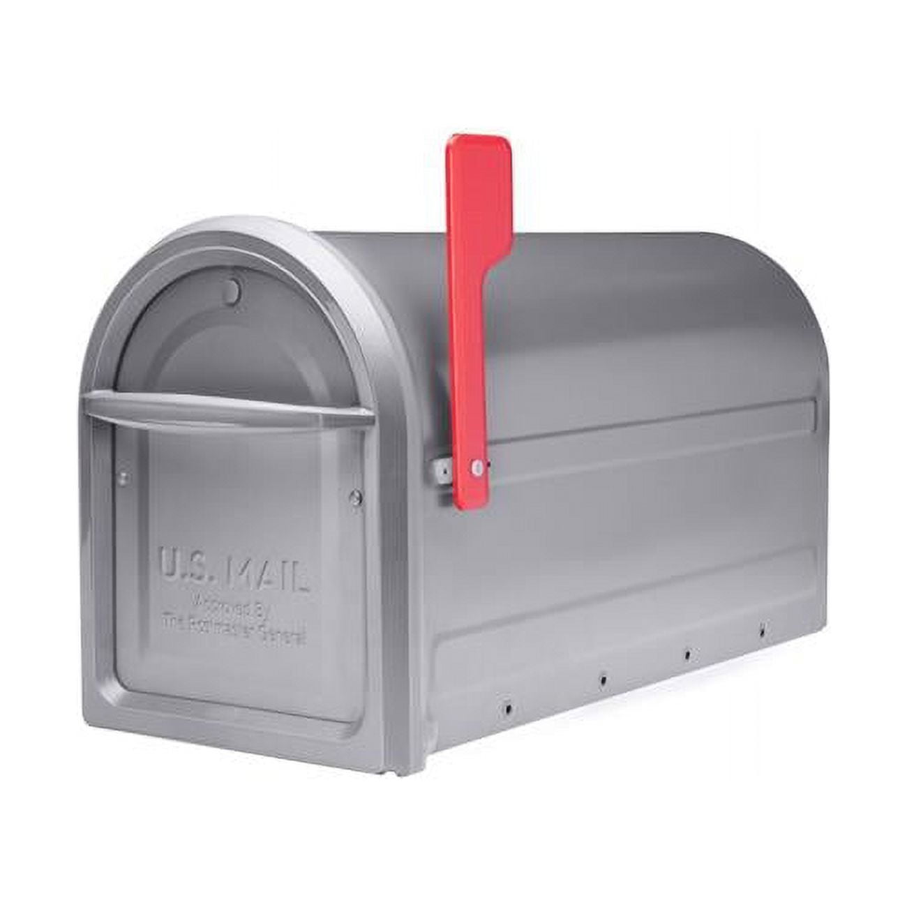 Graphite Steel Large Post Mount Mailbox with Red Flag
