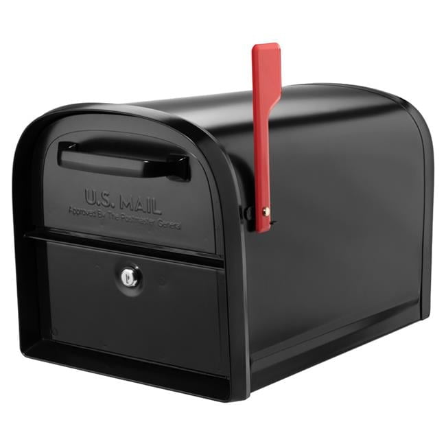 Large Black Galvanized Steel Locking Post Mounted Mailbox