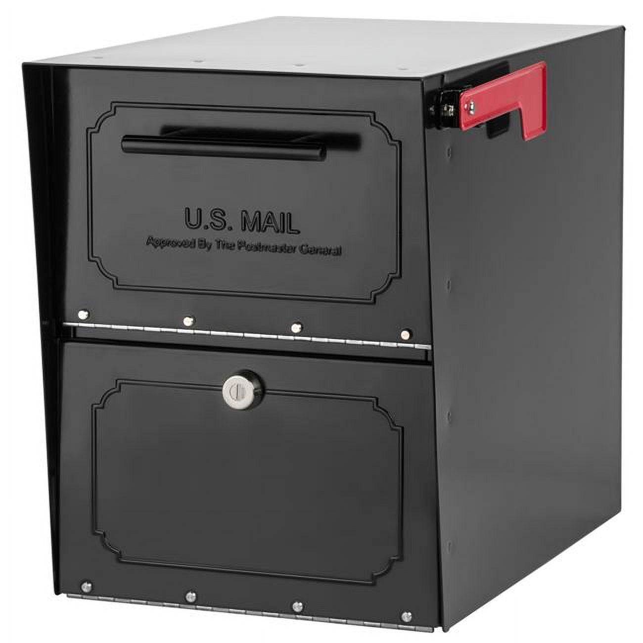Architectural Black Steel Lockable Post Mount Mailbox