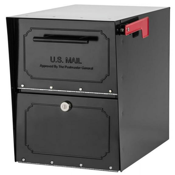 Architectural Mailboxes Oasis Classic Black Post Mount Mailbox, Galvanized Steel, Locking