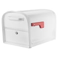 thumbnail image 1 of Architectural Mailboxes Oasis® 360™ Secure, Heavy duty, Steel Metal Post Mounted Mail Box for outside, White Large Curbside Mailbox with Magnetic Latch & Lockable Double Doors, 1 of 8