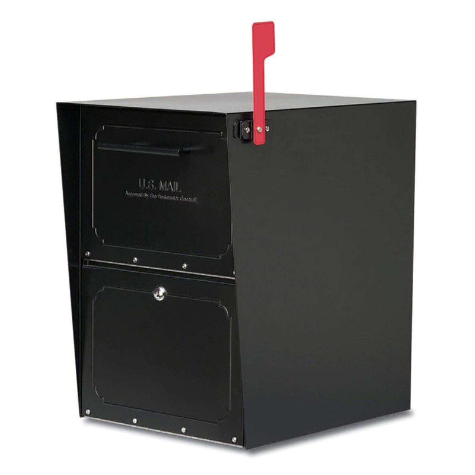 Extra Large Black Steel Locking Post Mount Mailbox