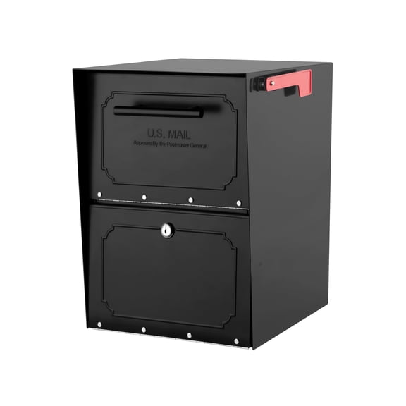 Architectural Mailboxes Oasis® Titan™ Secure, Locking USPS Approved Heavy Duty, Steel Metal Post Mounted Mail Box for outside, Black XL Extra Large Curbside Mailbox with Magnetic Waterproof Door