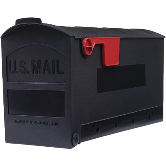 Architectural Mailboxes Patriot Plastic Post Mount Mailbox, Compatibility Code E, GMB505BAM, Black, Medium Capacity