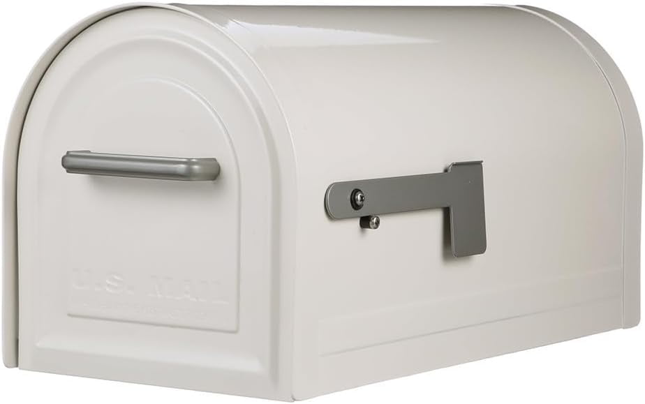 Large White Steel Locking Post Mount Mailbox