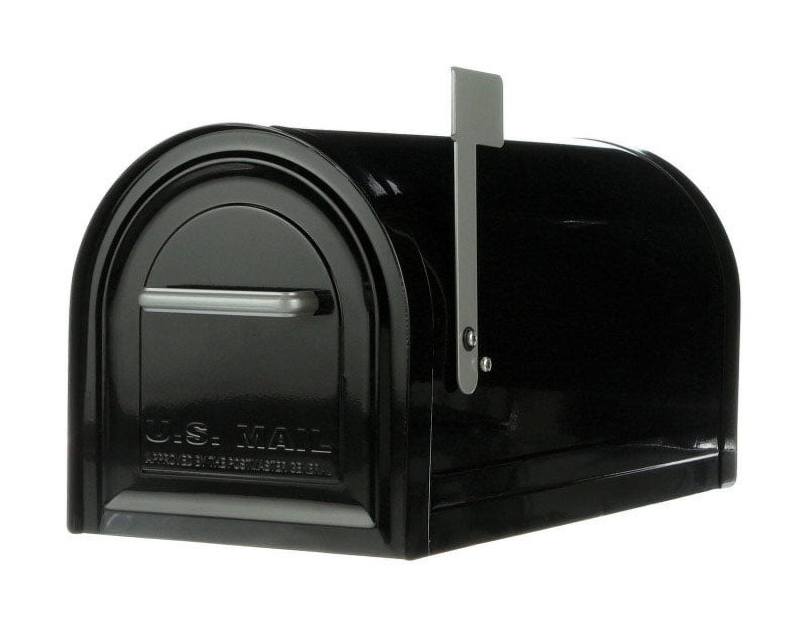Large Black Lockable Steel Post-Mount Mailbox
