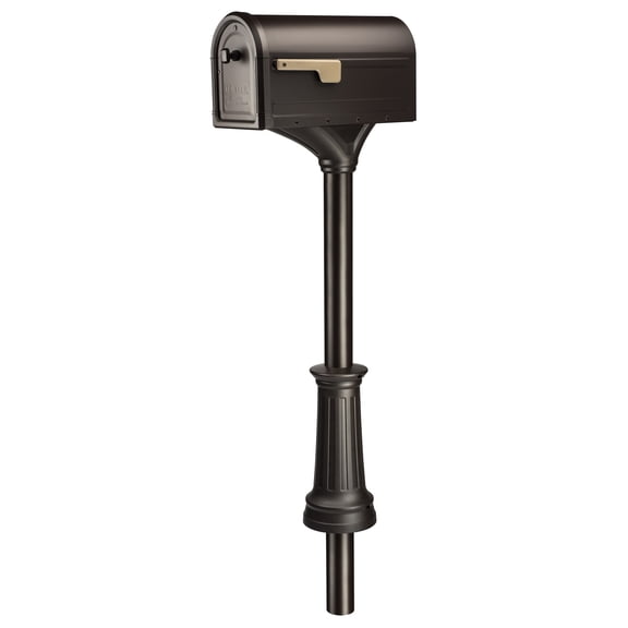 Architectural Mailboxes 7980RZ Roxbury Post Mount Mailbox & Premium Steel Combo - Rubbed Bronze - Large