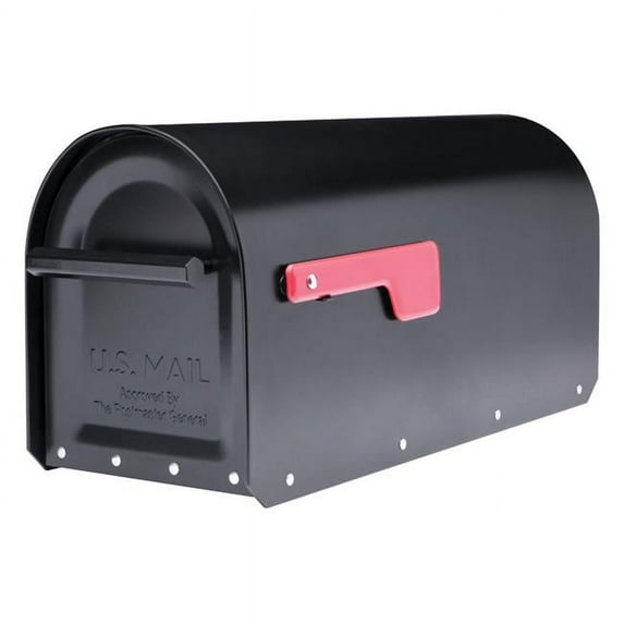 Architectural Mailboxes Sequoia Galvanized Steel Post Mounted Black Mailbox, 9.72 x 8.03 x 20.79 in.