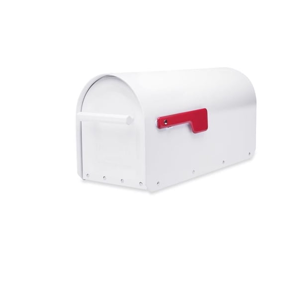 Architectural Mailboxes Sequoia™ Heavy duty Steel Metal Post Mounted Mail Box for outside, White Large Curbside Mailbox with Magnetic Latch