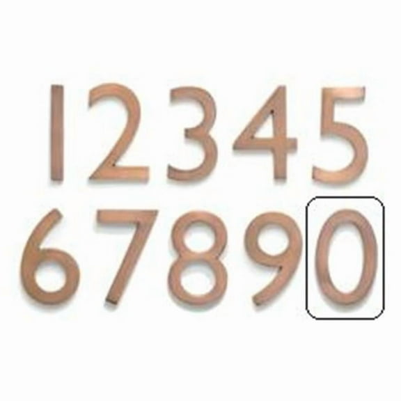 Architectural Mailboxes  Solid Cast Brass 4 inch Floating House Number Antique Copper ''0''