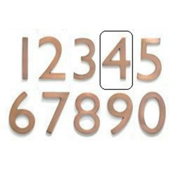 Architectural Mailboxes  Solid Cast Brass 4 inch Floating House Number Antique Copper ''4''