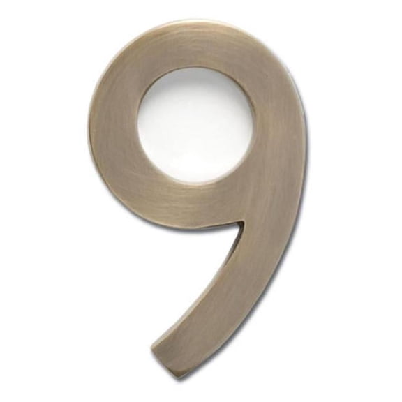 Architectural Mailboxes 3585AB-9 Solid Cast Brass 5 in. Antique Brass Floating House Number 9