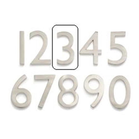Architectural Mailboxes  Solid Cast Brass Floating House Number - Satin Nickel - 3in.