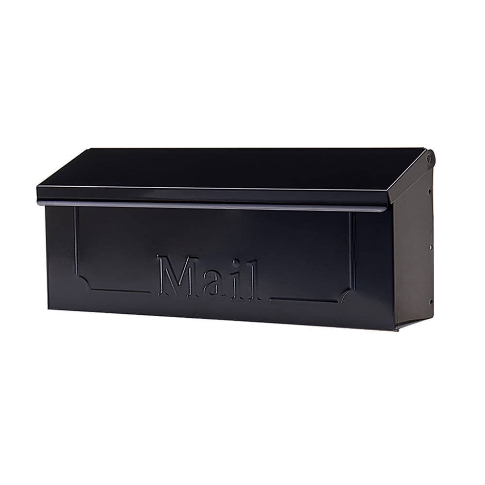 Small Black Galvanized Steel Wall-Mount Mailbox