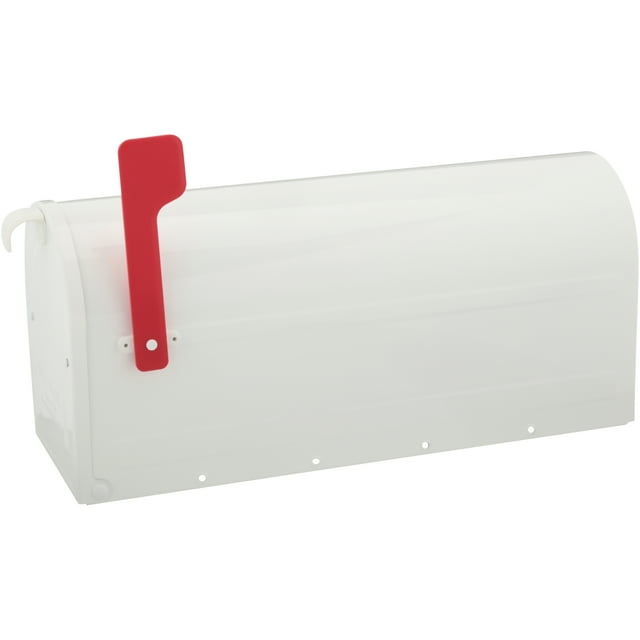Architectural Mailboxes® White Post Mount Mailbox with Red