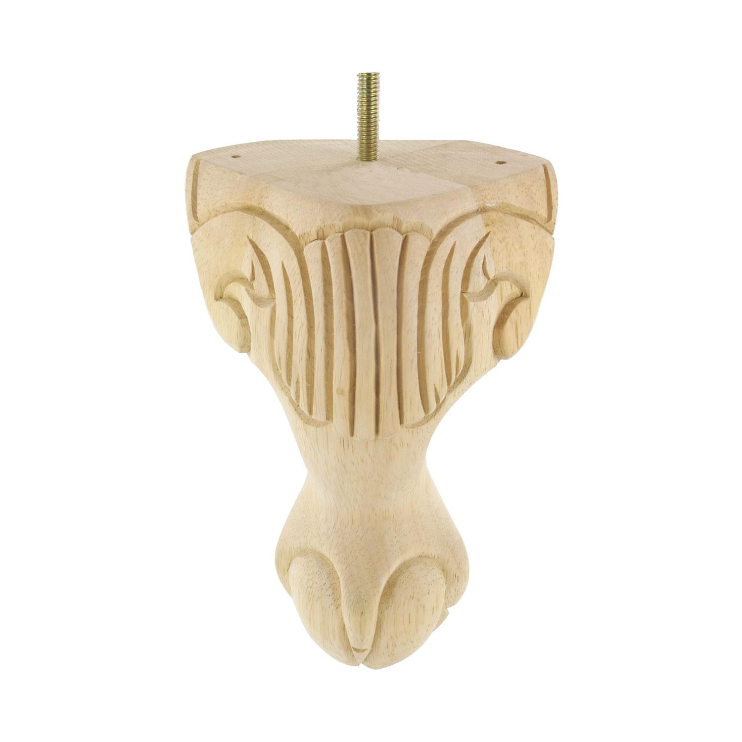 6.5" Unfinished Solid Hardwood Queen Ann Bun Foot Leg